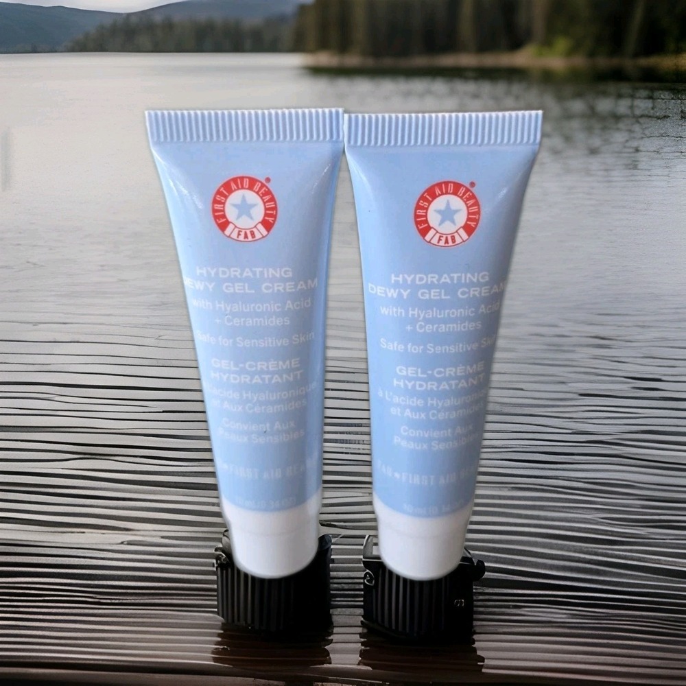 2X FIRST AID BEAUTY Hydrating Dewy Gel Cream Deluxe Mini‎ 10 ml 0.34 fl oz NWOB